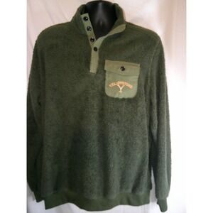 Yellowstone‎ Pullover Fleece Button Pocket Olive Green Sweater XL